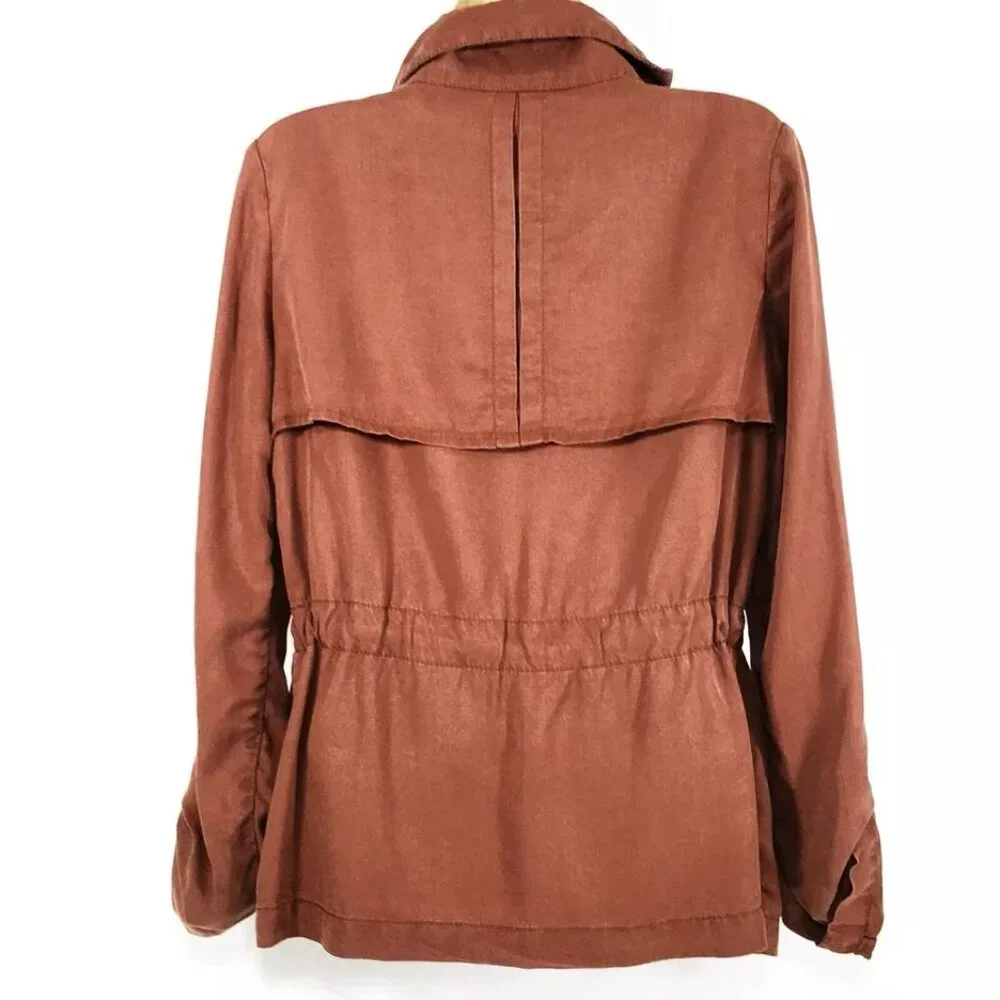 Anthropologie Cartonnier Sz 2 Cargo Utility Safari Rust Jacket Drawstring Zip